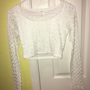 Long sleeve white crop top