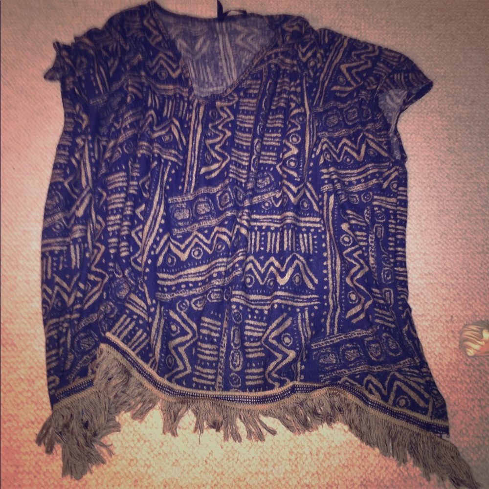Tribal Aztec Print Poncho (M/L)