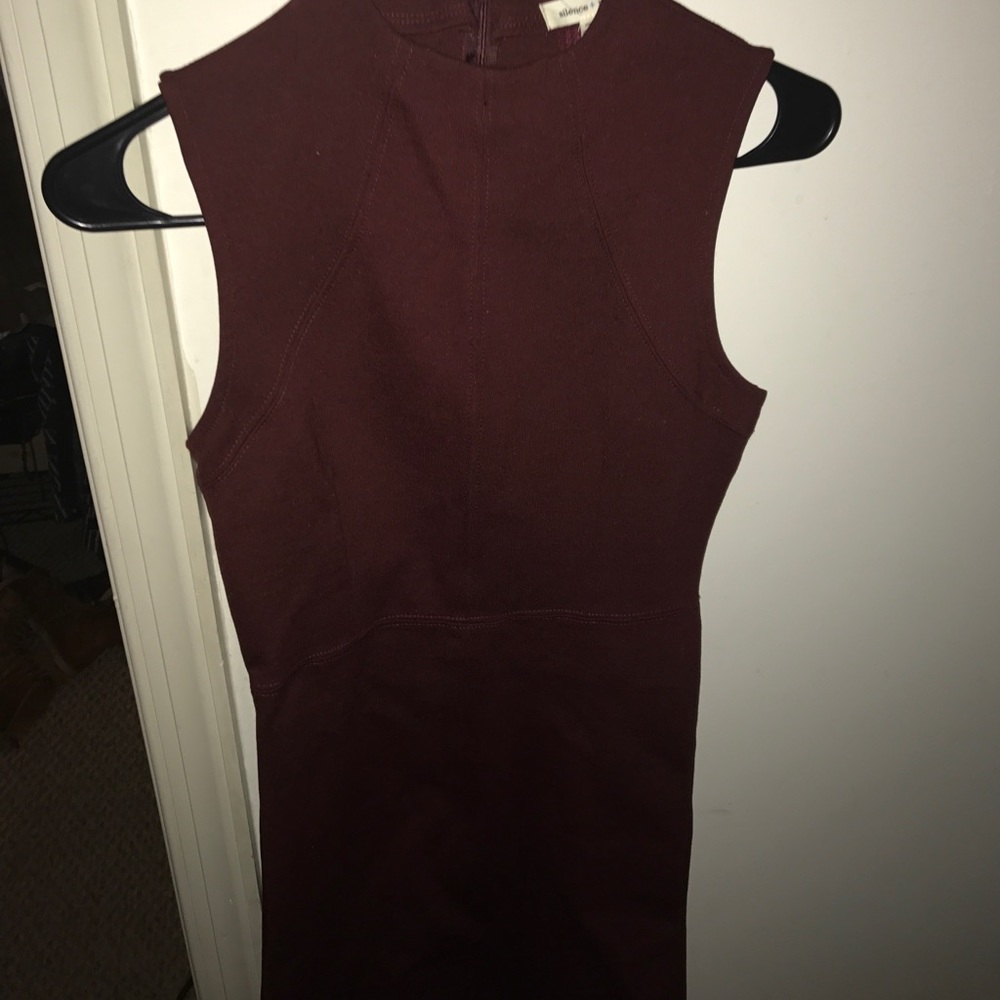 Burgundy slim-fit dress.
