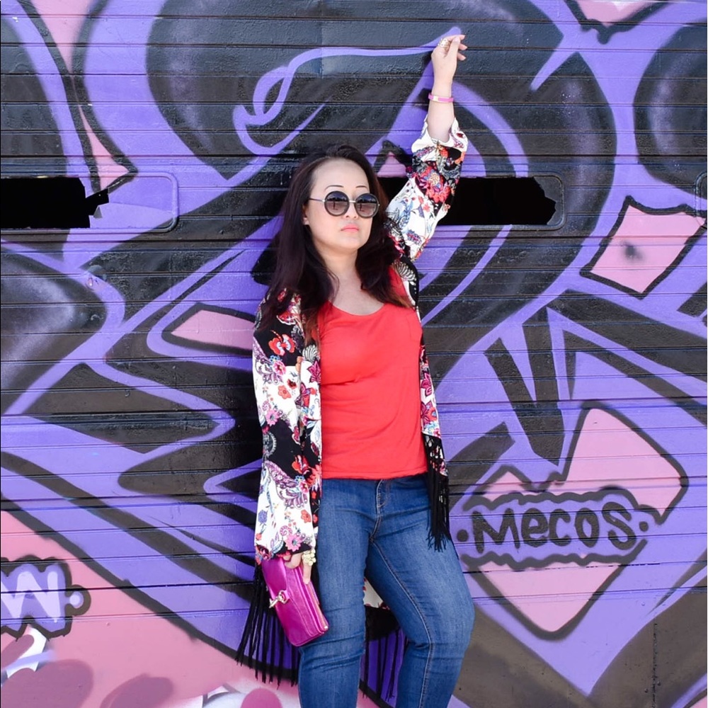 Floral Fringe Kimono Cardigan