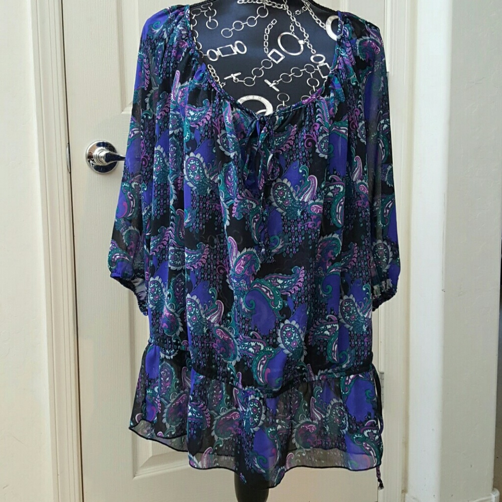 Sheer Flowy Blouse Pure Energy 2x Beautiful!