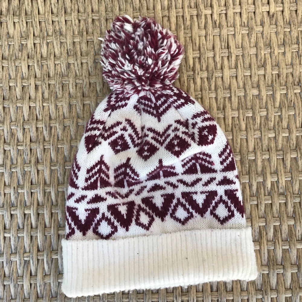 Maroon/White Hollister Beanie