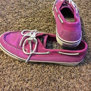 Women's 8 Sperry pink sparkle