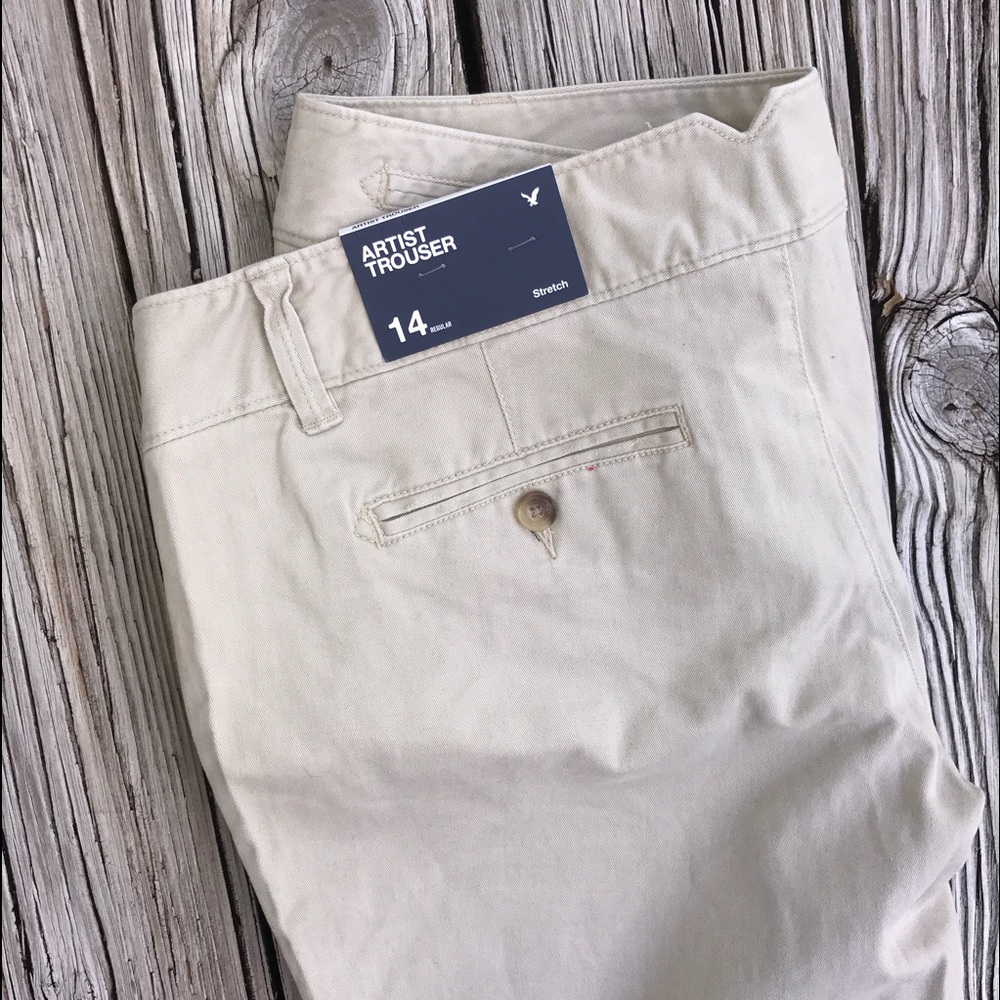 American Eagle Khaki, Fit & Flare Uniform Pants