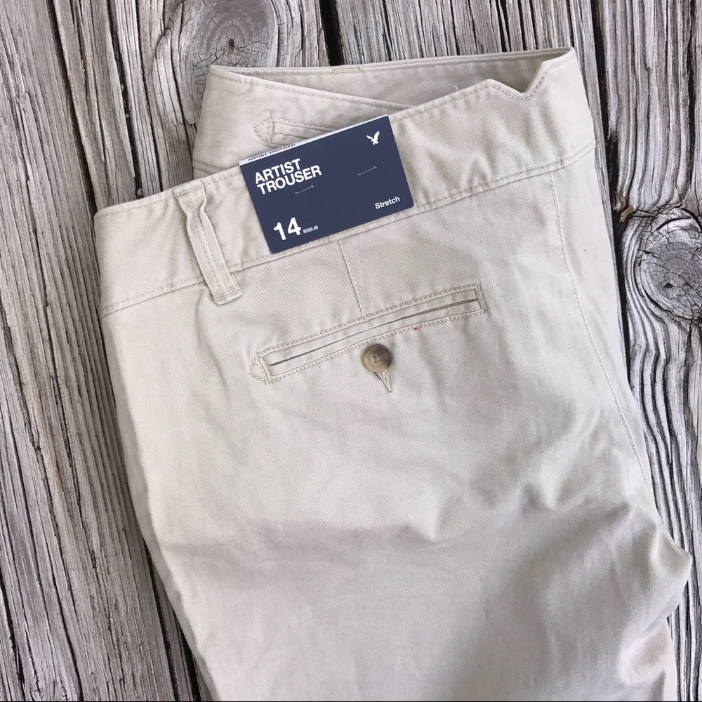 American Eagle Khaki, Fit & Flare Uniform Pants