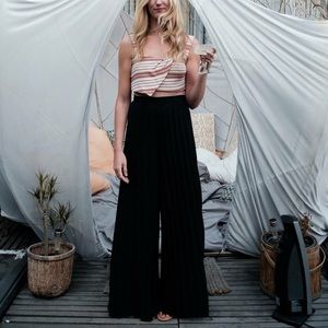 High waisted, accordion pleat wide leg pants