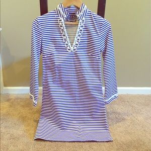Sail to Sable cotton dress; blue stripe