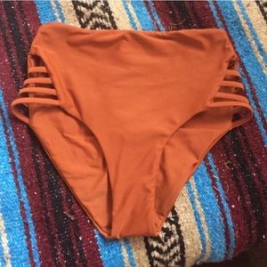 Orange high waisted bikini bottoms