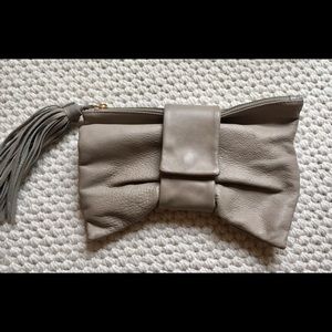 NEW LEATHER TASSEL CLUTCH MADE IN ITALY $280