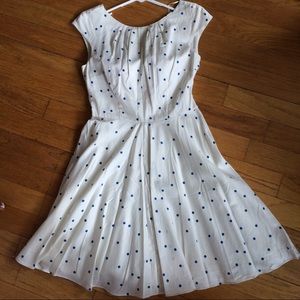 Boden ivory polka dot fit and flare dress
