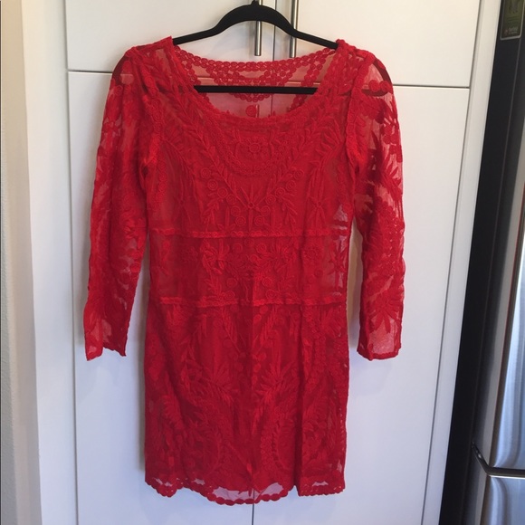 Red Lace Express Dress Size XS - Picture 1 of 4
