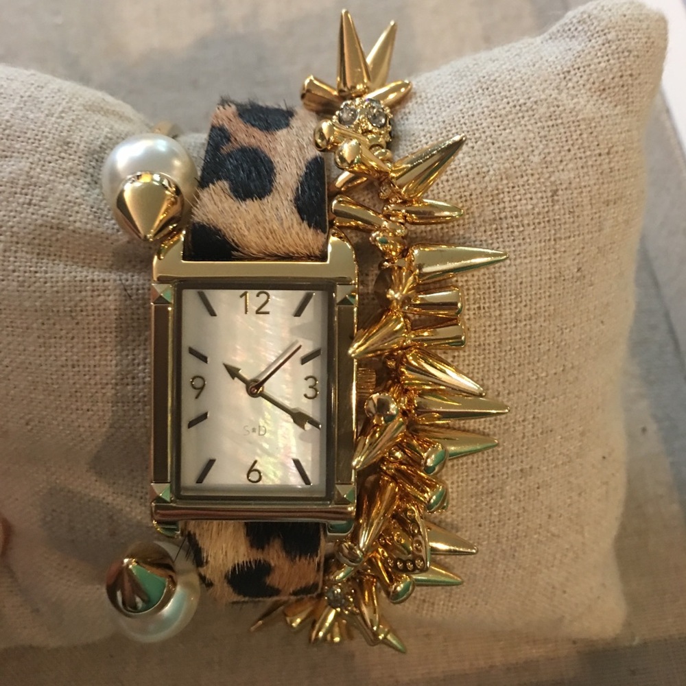 Stella & Dot Pyramid Watch-Leopard