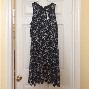 Loft, jersey knit dress, NWT, black, mod print, 10