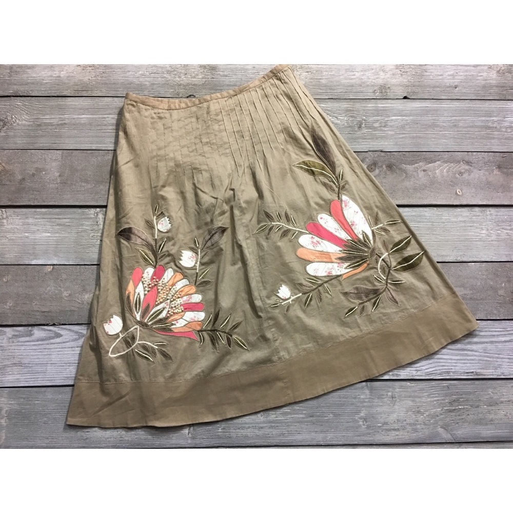 BCBG Applique Embroidered Embellished Skirt