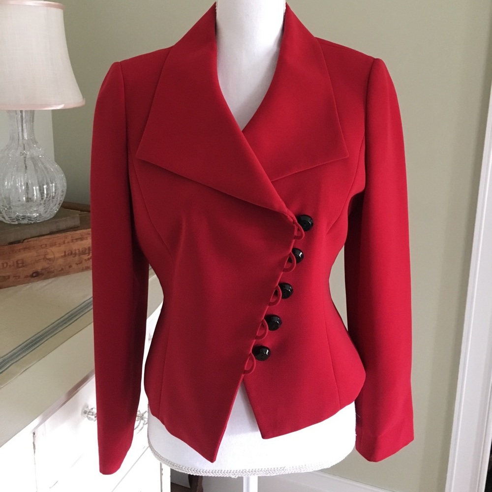 ❌ SOLD ❌ SALE! Tahari Asymmetrical Red Blazer - Picture 6 of 8