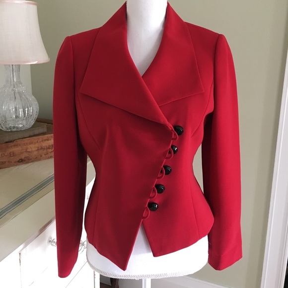 ❌ SOLD ❌ SALE! Tahari Asymmetrical Red Blazer - Picture 6 of 8