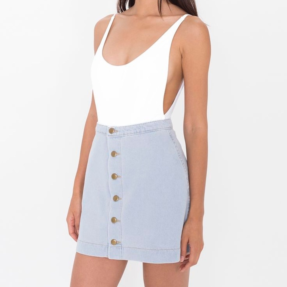 AMERICAN APPAREL Button Front Denim A line skirt
