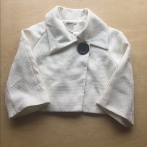 Forever 21 Cream Cropped Jacket with Button Detail