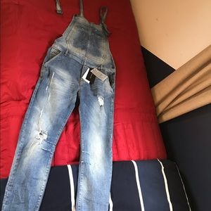 Zara Man Skinny Denim Overalls