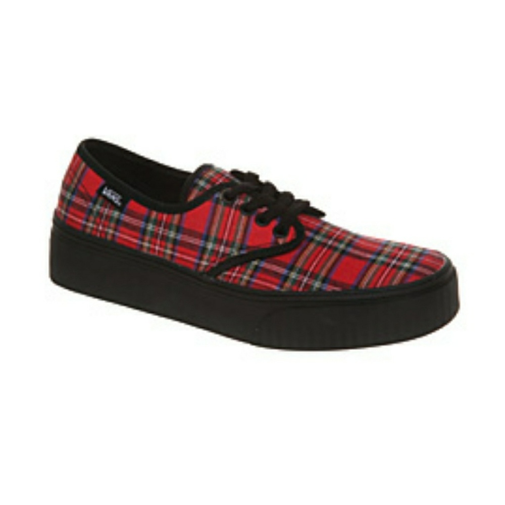 Red plaid creeper Vans