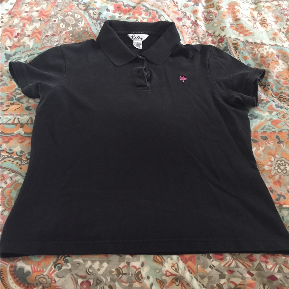 Lilly Pulitzer Black Shrunken Polo (Sz L)