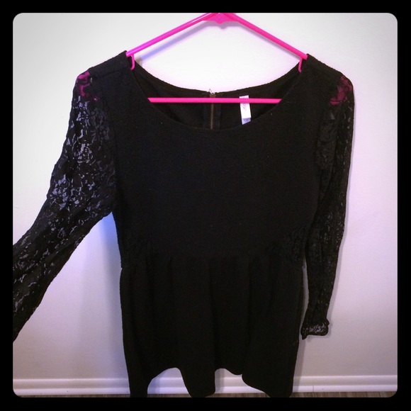 Black sheer long sleeve midi dress - Picture 1 of 4