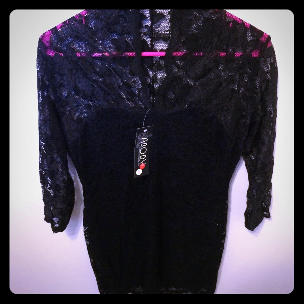 LBD! Sheer black long sleeved midi dress