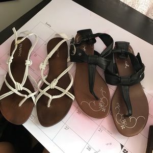 Two pairs traffic strap sandals