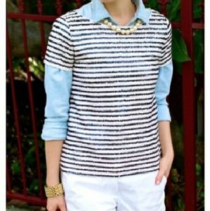 NWOT J. CREW Sailor Stripe Sequins Lightweight Top