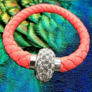 Leather Wrap Magnetic Rhinestone Bracelet Leather Wrap Magnetic Rhinestone Bracelet
