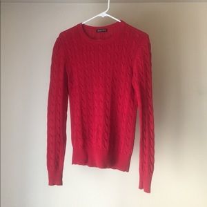 Red, cable knit pullover, American Apparel