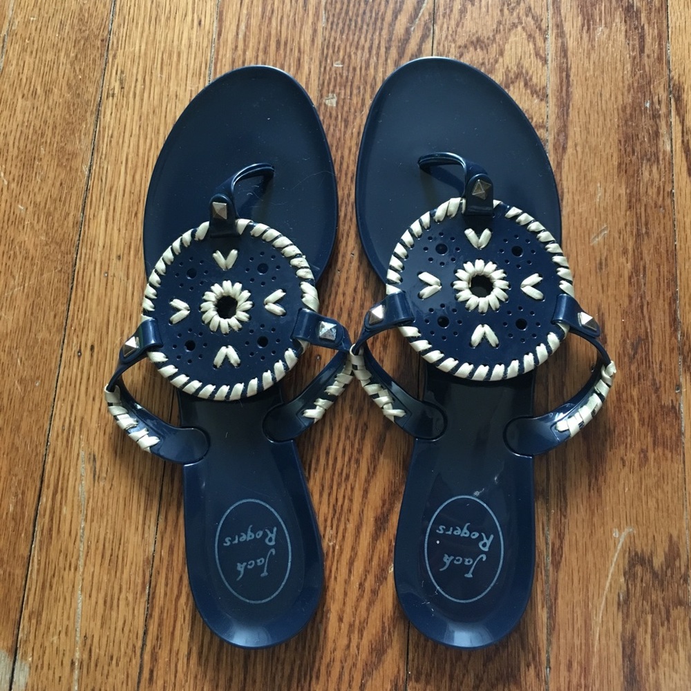 Jack Rogers "Georgica" Jelly Sandals Navy/Gold