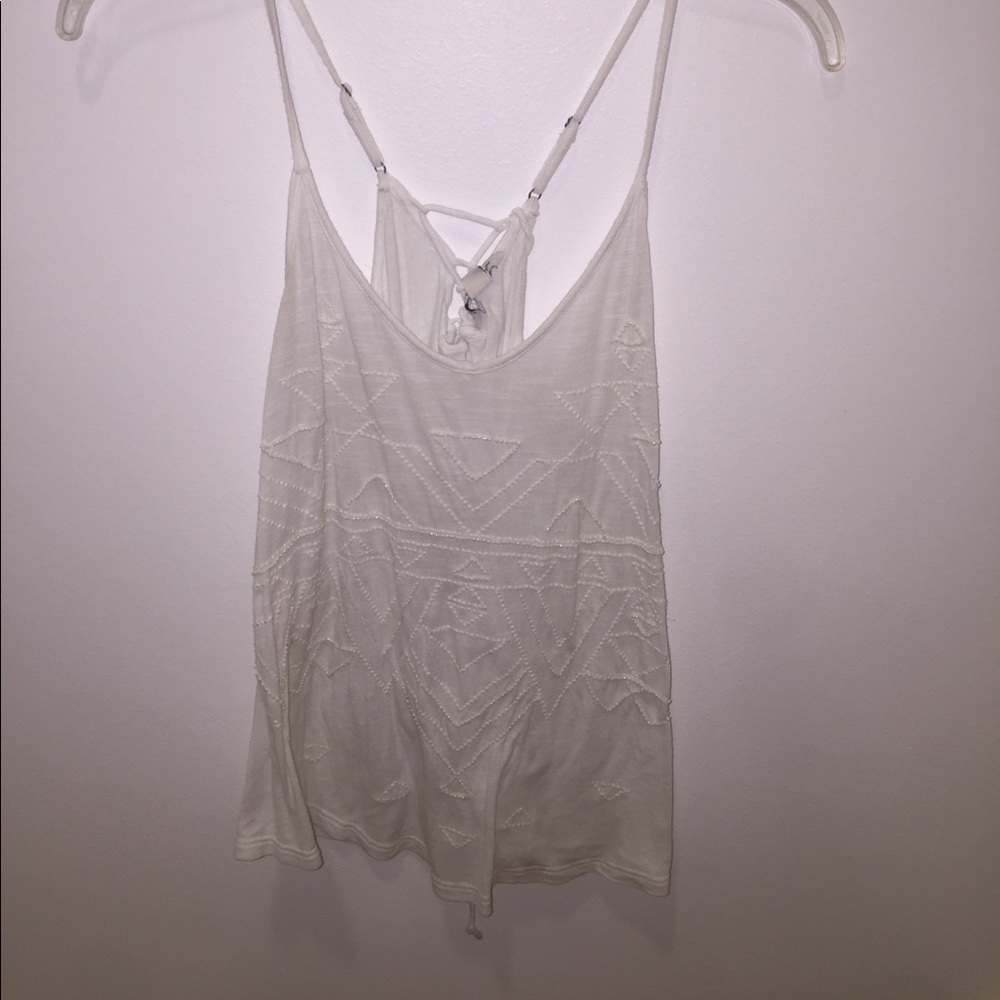 White Aztec beaded tank top