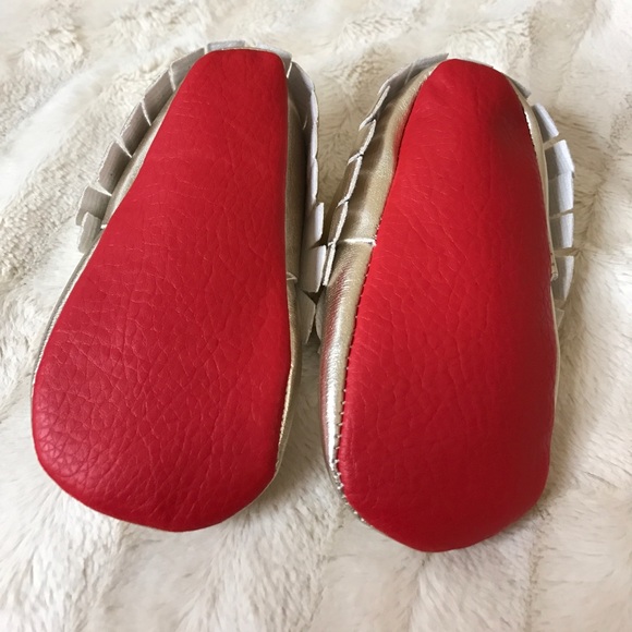 Gold Baby Red Bottom Moccasins - Picture 2 of 2