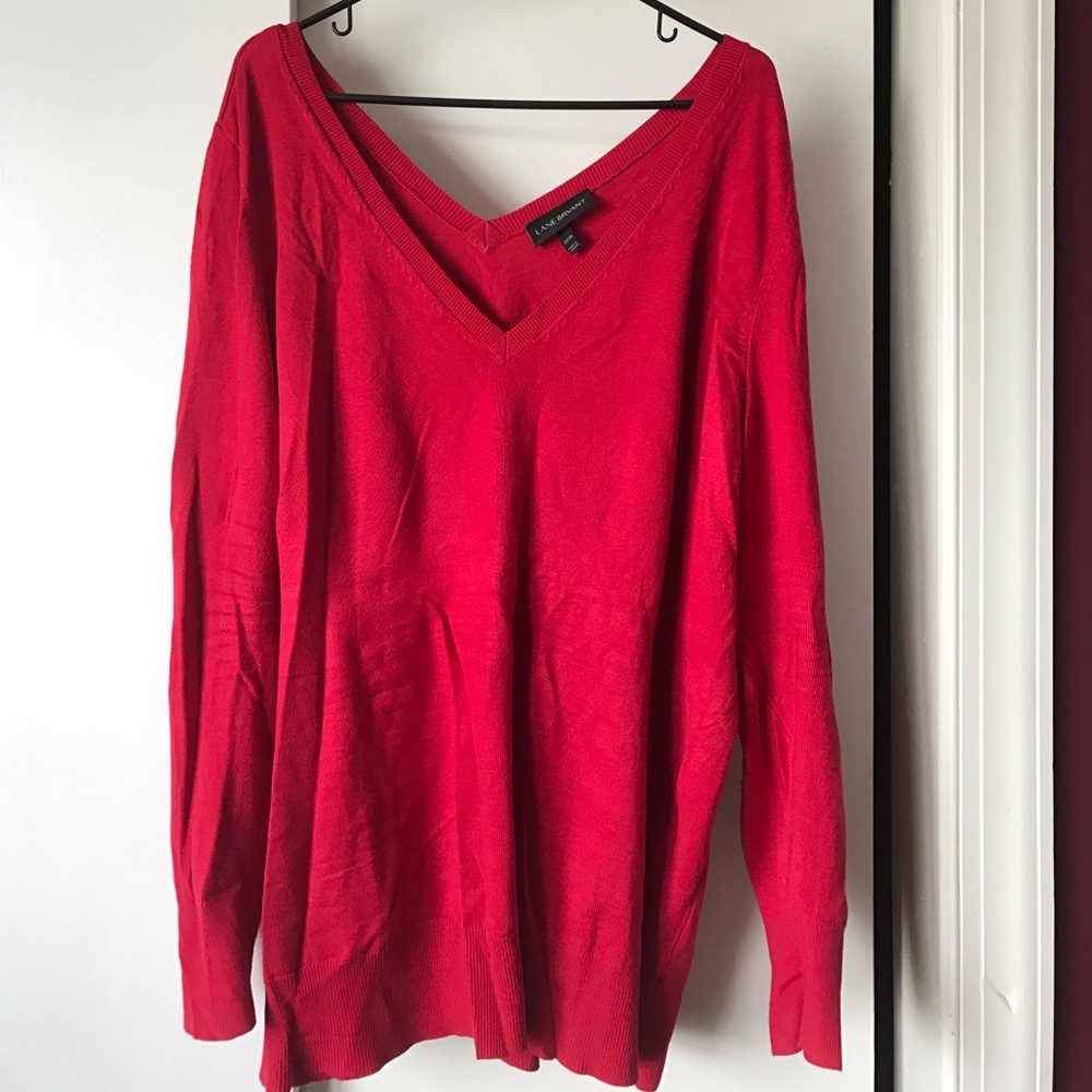 NWOT Red Lane Bryant Double-V Sweater
