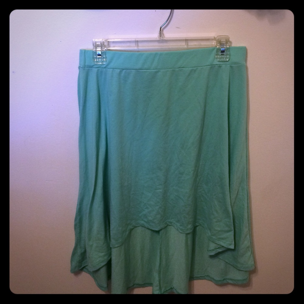 Light mint high low skirt