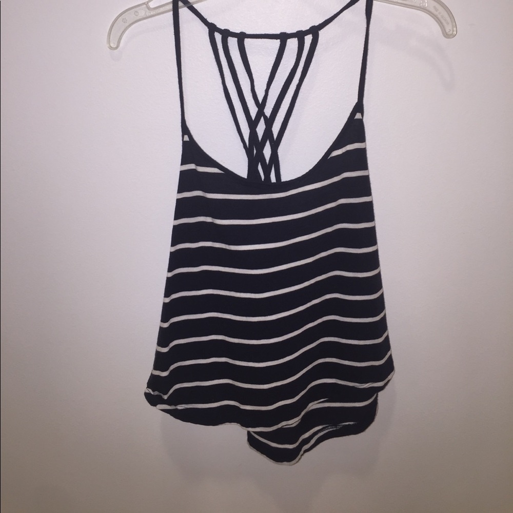 Blue and white striped tank top