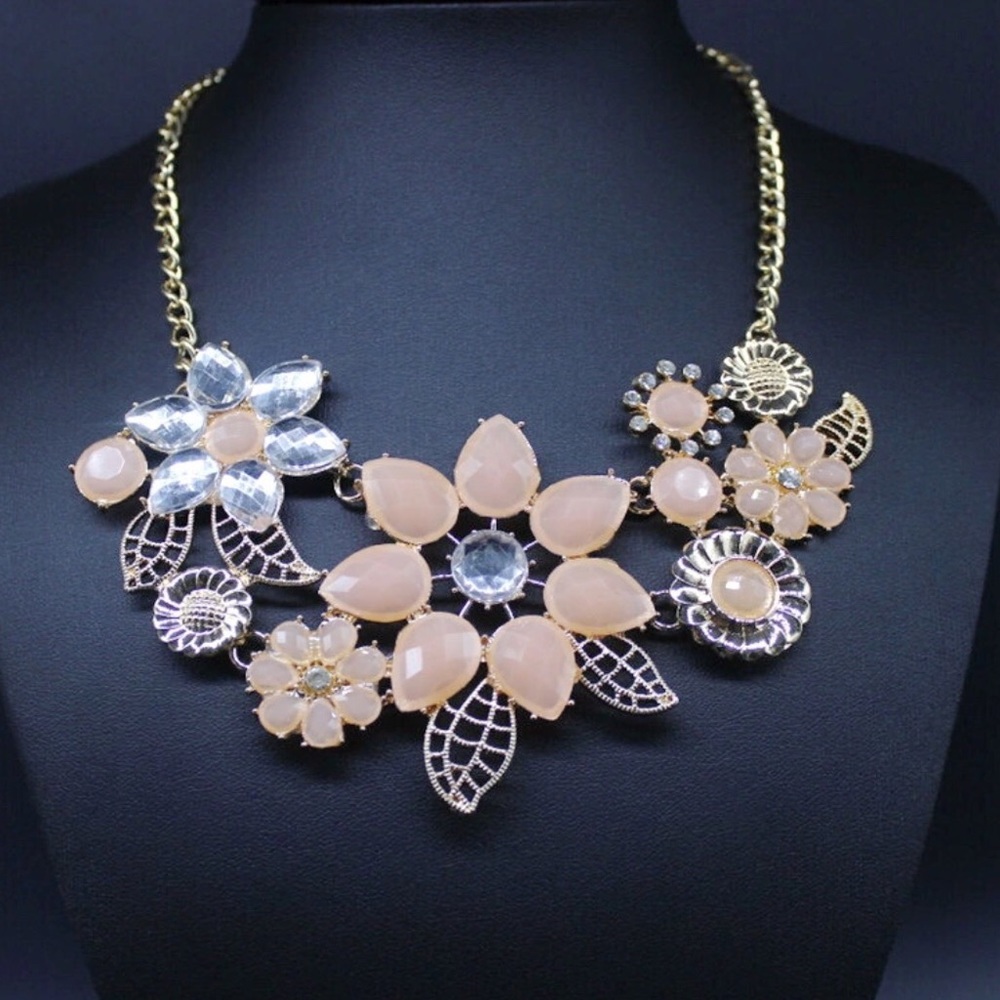 Peaches & Cream Floral Statement Necklace