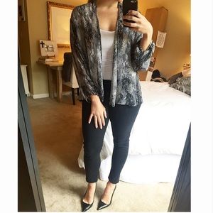 Bar 3 Snakeskin Print Long Sleeve Kimono