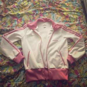 Adidas white and pink jacket