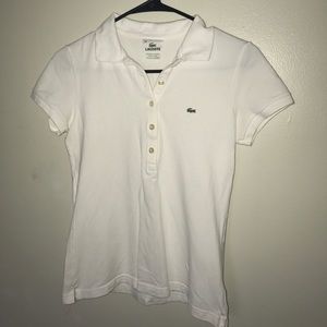 Women's Lacoste White 5 button Polo