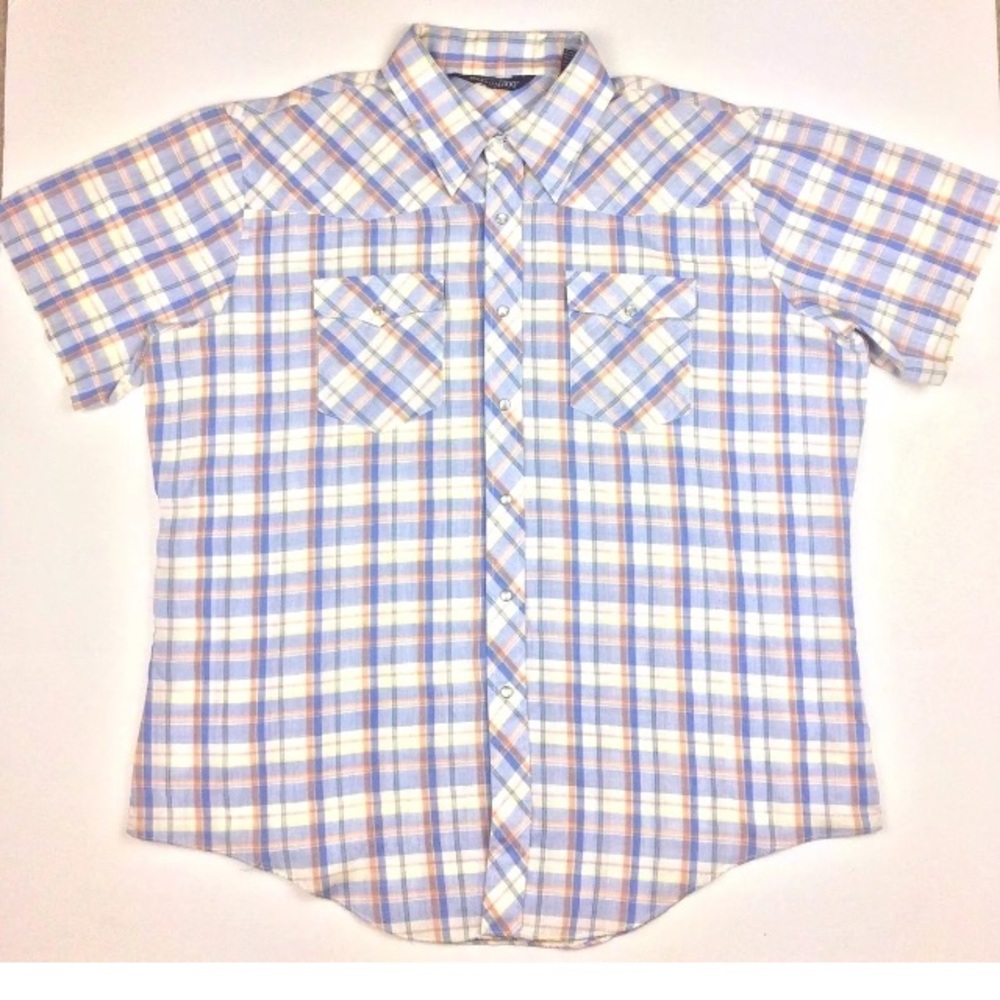Botany 500 Snap Button Collared Shirt Plaid XL