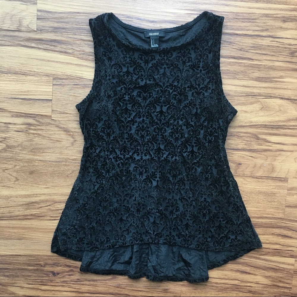 FOREVER 21 Velvety Damask Patterned Tank