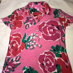 Vintage Lilly Pulitzer Floral Printed Cotton Polo