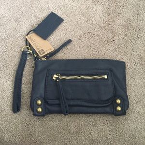 Linea Pelle Blue Slate Leather Dylan Wristlet