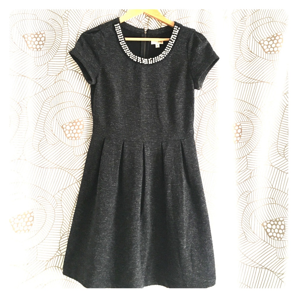 Maison Jules grey dress with beaded neckline