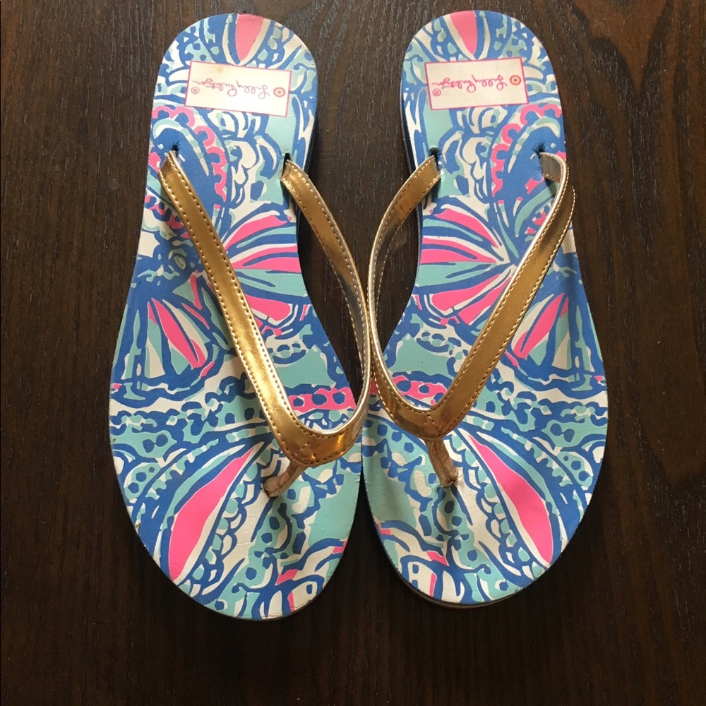 Lilly Pulitzer Gold  Flip flops