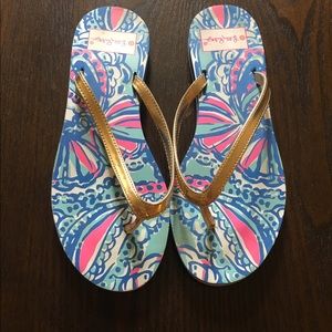 Lilly Pulitzer Gold  Flip flops