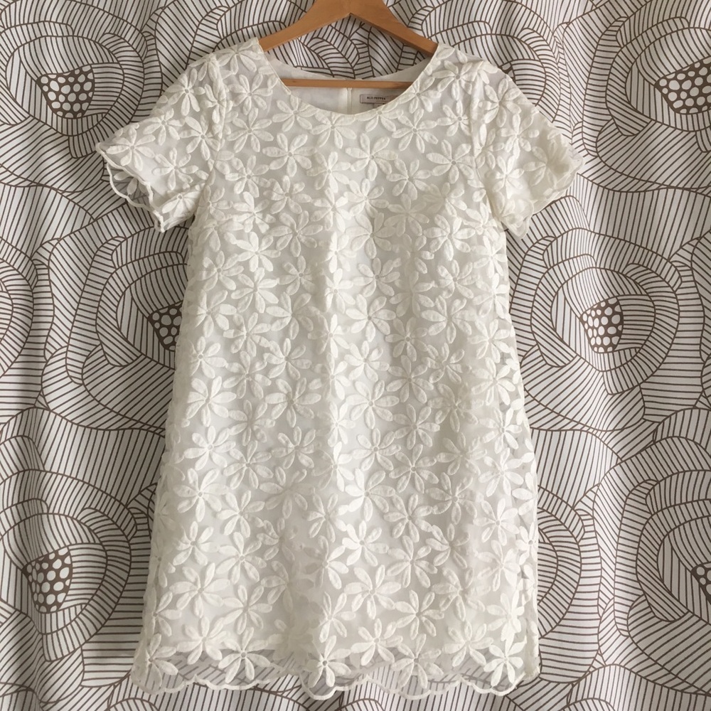 White dress with flower print