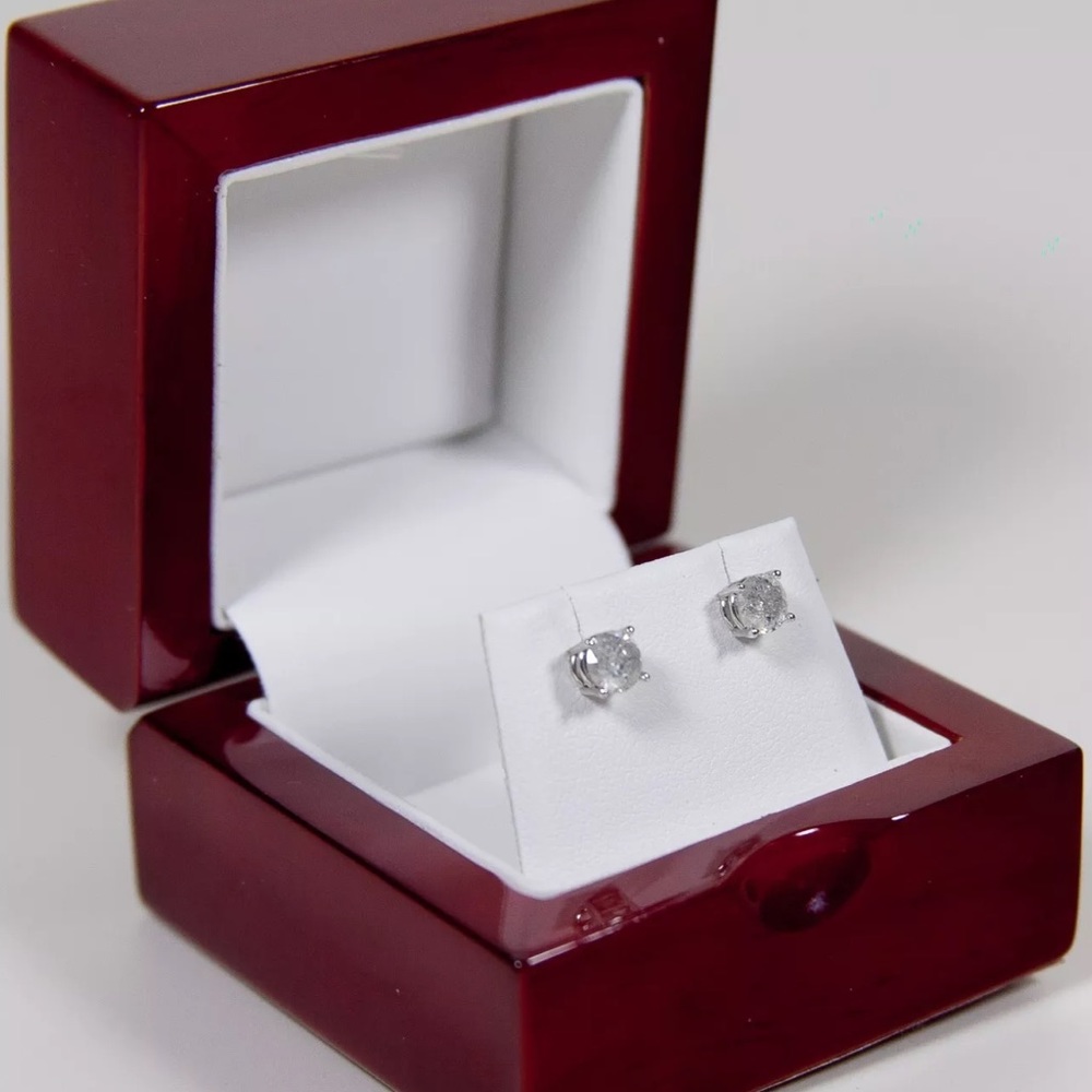 💎1.00TCW Natural Diamond 14K White Gold Studs